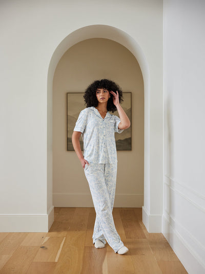 Women's Bamboo Stretch-Knit Short Sleeve & Pant Pajama Set