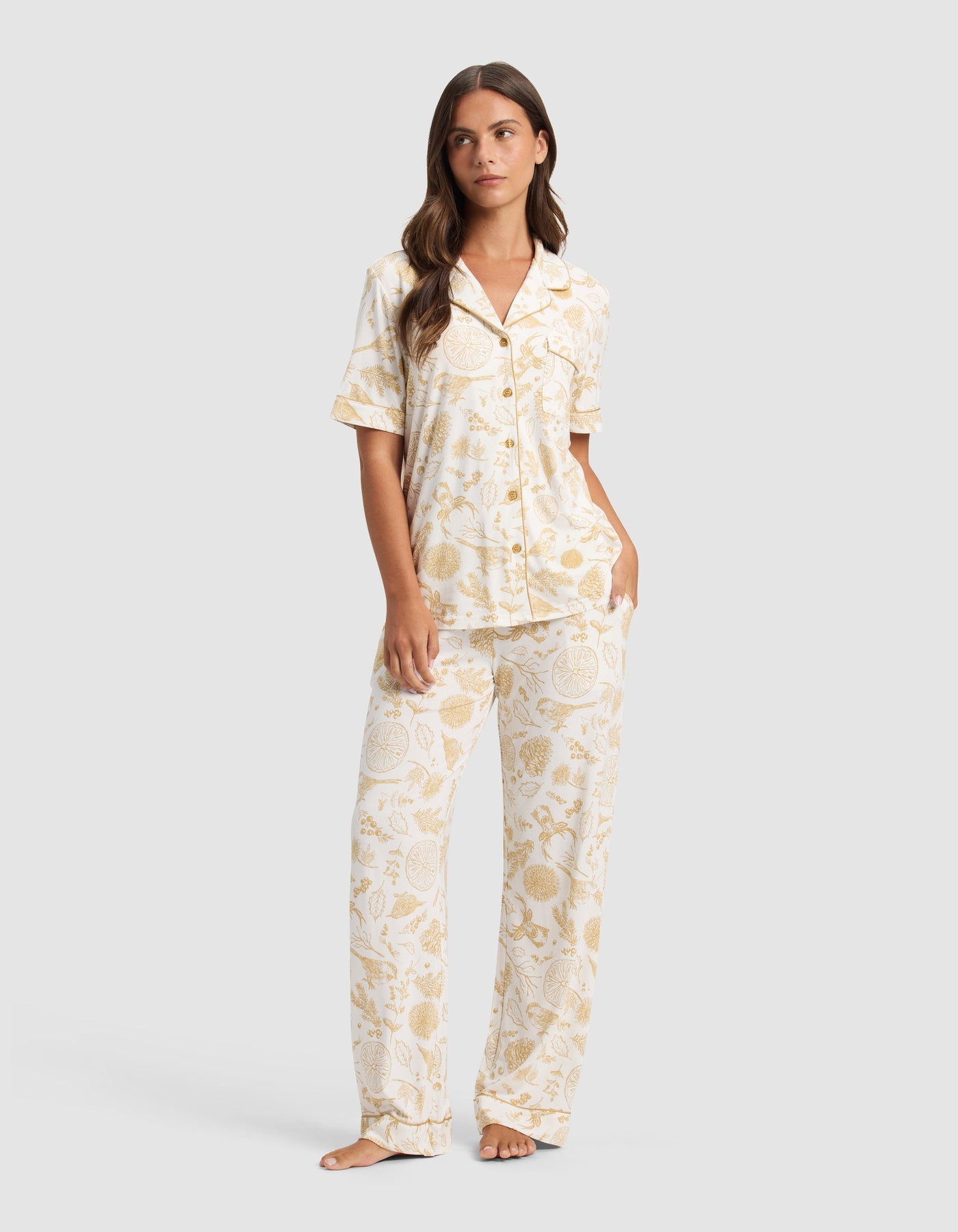 Women's Bamboo Stretch-Knit Short Sleeve & Pant Pajama Set