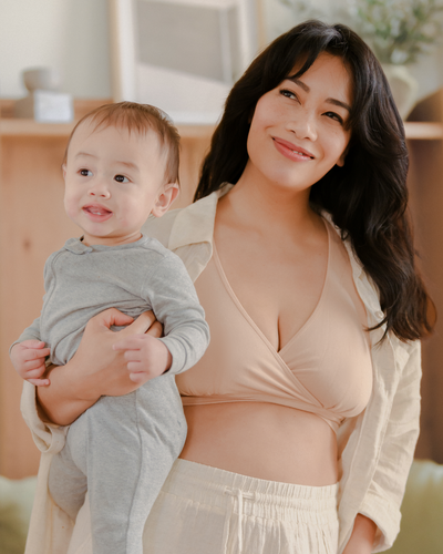 French Terry Racerback Nursing & Sleep Bra | Beige