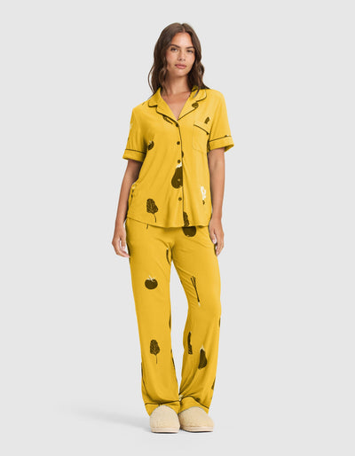 Women's Bamboo Stretch-Knit Short Sleeve & Pant Pajama Set