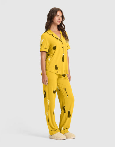 Women's Bamboo Stretch-Knit Short Sleeve & Pant Pajama Set