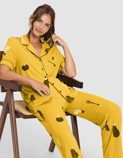 Women's Bamboo Stretch-Knit Short Sleeve & Pant Pajama Set