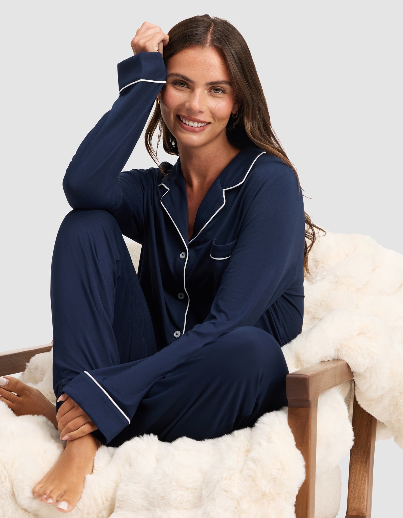 Women's Bamboo Stretch-Knit Long Sleeve Pajama Set TALL